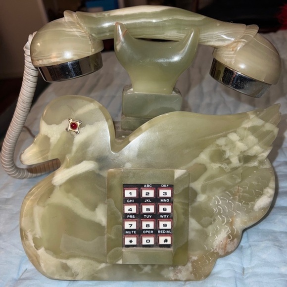 💚💚💚Vintage alabaster duck shaped phone RARE FIRM ON PRICE - Picture 1 of 12